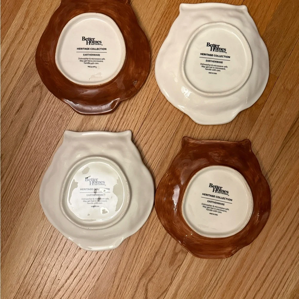 Set of 4 Better Homes And Gardens Heritage Collection Owl Salad Plates